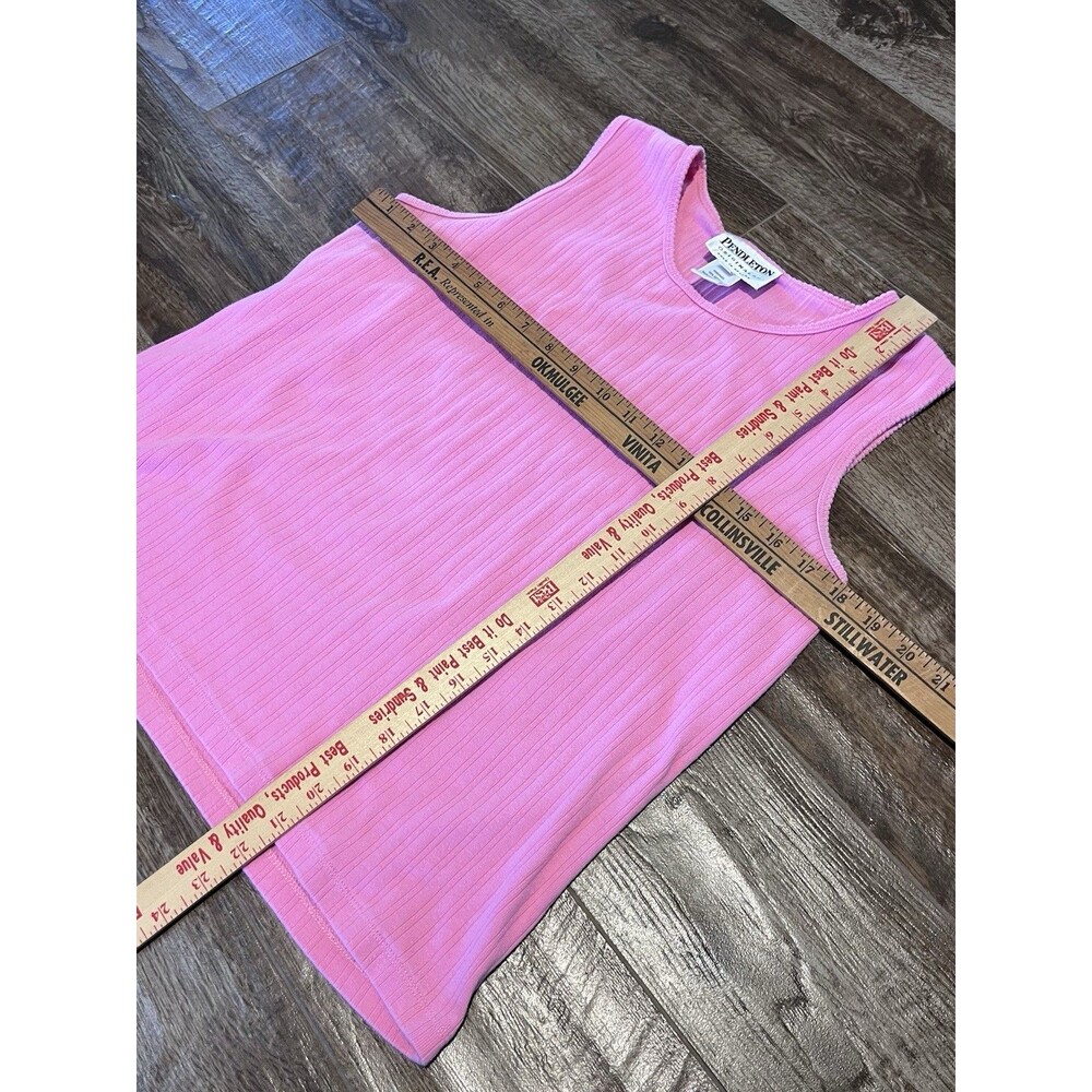 Pendleton tank top women’s size XL pink 100% cotton knit shirt sleeveless ribbed - Picture 6 of 6